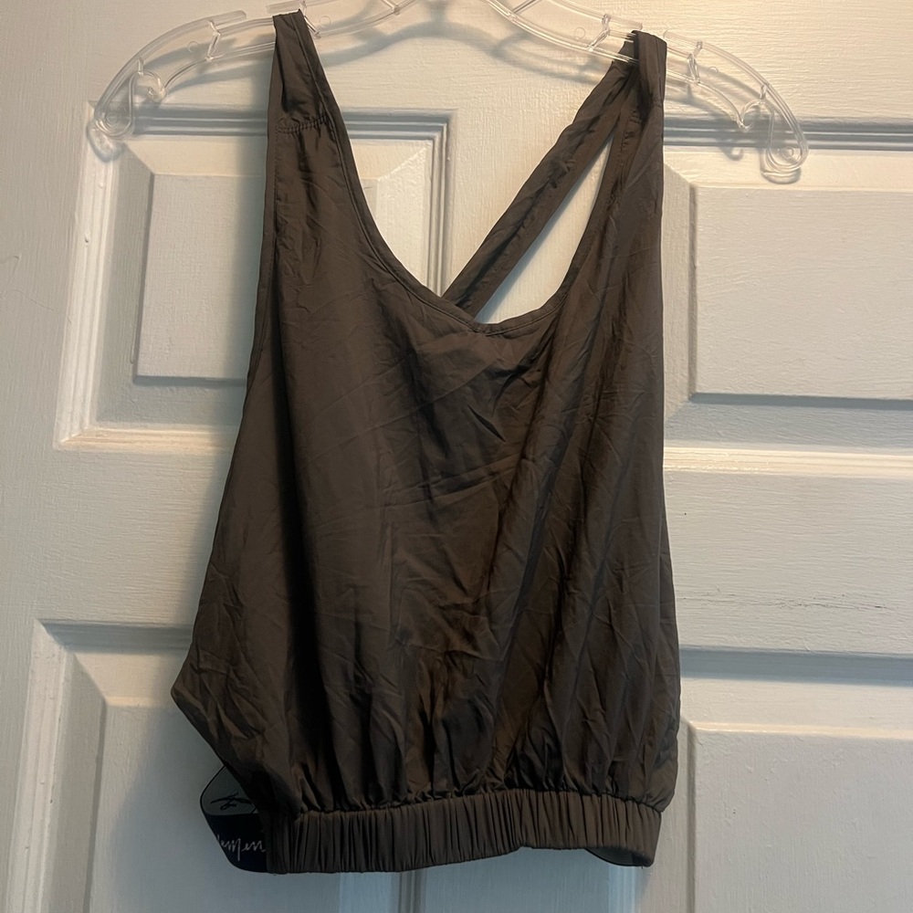 Free People Movement Olive Green Cross-Back Tank Top